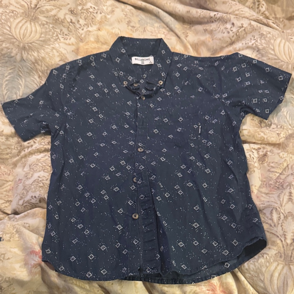 Billabong Boys Dark Blue Geometric Shirt S/S Small